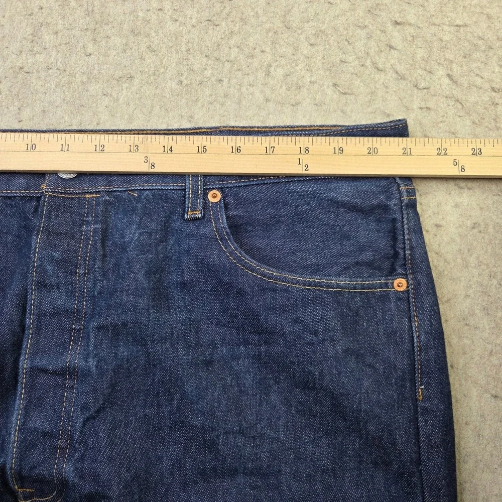 Levi's 501 Regular Straight Fit Button Fly Jeans Mens 42x30 Dark Wash